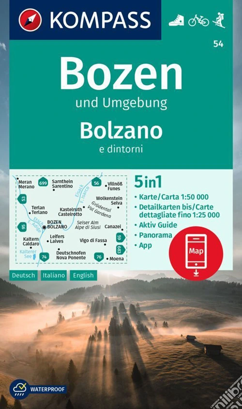 Carta escursionistica n. 54. Bolzano e dintorni. Ediz. multilingue