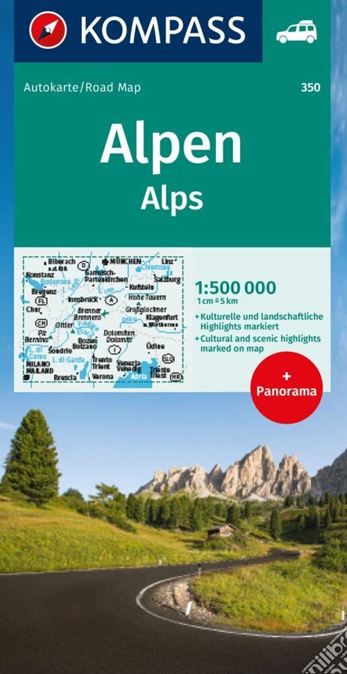 Carta stradale n. 350. Alpi. Ediz. multilingue