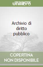 Archivio di diritto pubblico (3) libro