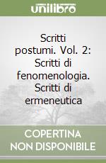 Scritti postumi. Vol. 2: Scritti di fenomenologia. Scritti di ermeneutica libro