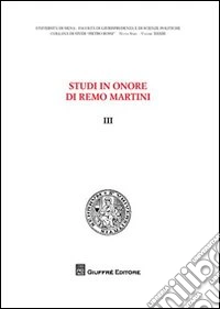 Studi in onore di Remo Martini. Vol. 3 libro