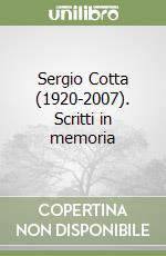 Sergio Cotta (1920-2007). Scritti in memoria libro