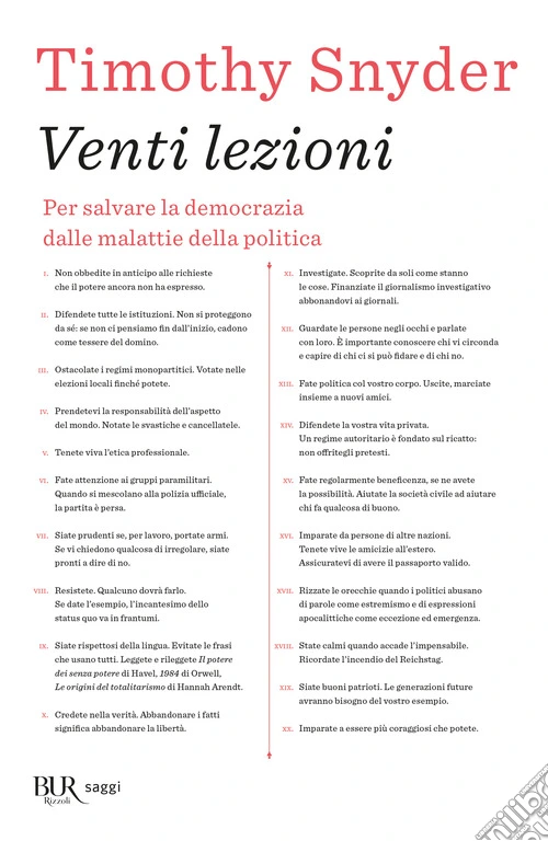 Venti lezioni. Per salvare la democrazia dalle malattie della politica