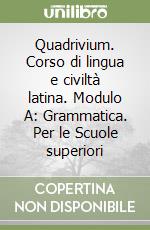 Quadrivium. Corso di lingua e civiltà latina. Modulo A: Grammatica. Per le Scuole superiori libro