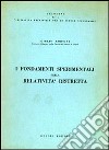 I fondamenti sperimentali della relatività ristretta libro di Cortini Bruno