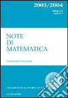 Note di matematica. Vol. 22 libro di Università di Lecce (cur.)