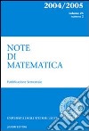 Note di matematica. Vol. 23 libro di Università di Lecce (cur.)