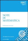 Note di matematica. Vol. 27/1 libro di Università del Salento. Dip. di matematica (cur.)