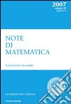 Note di matematica. Vol. 27/2 libro di Università del Salento. Dip. di matematica (cur.)