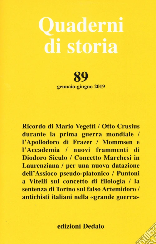 Quaderni di storia (2019). Vol. 89