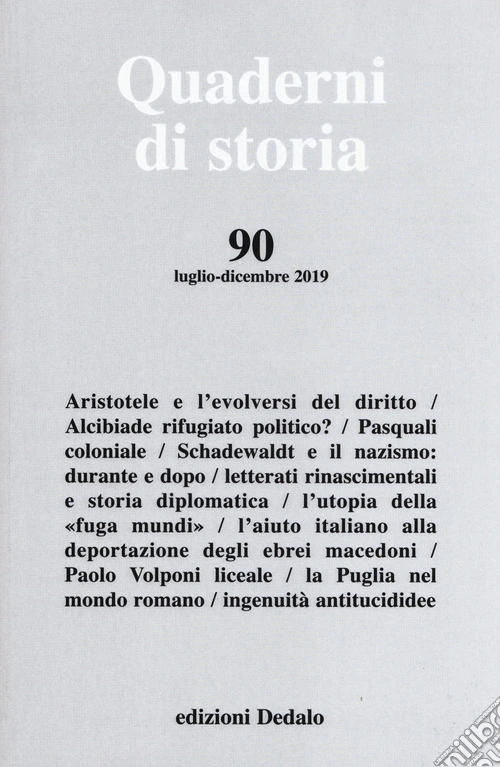 Quaderni di storia (2019). Vol. 90