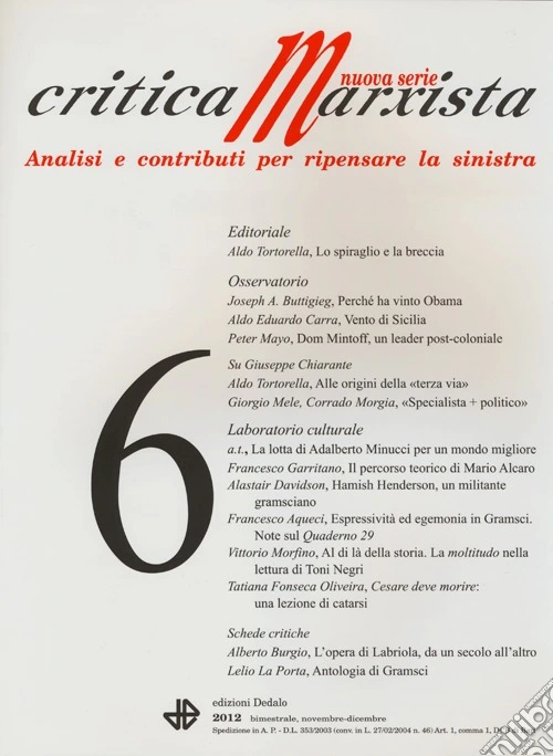 Critica marxista (2012). Vol. 6