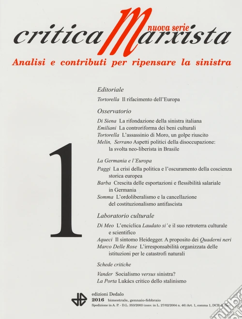 Critica marxista (2016). Vol. 1
