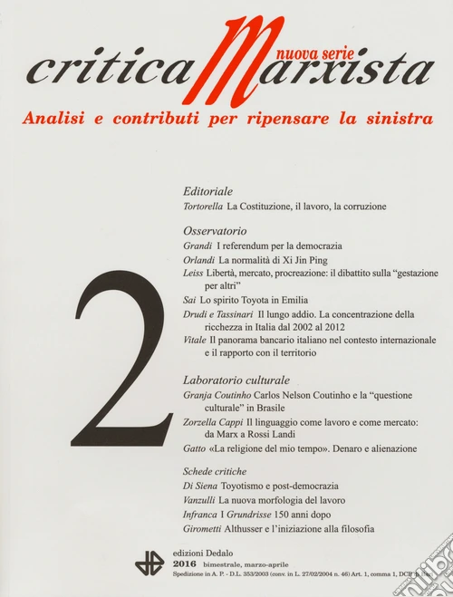 Critica marxista (2016). Vol. 2