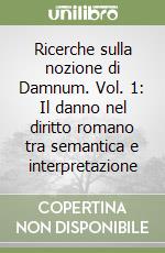 Ricerche sulla nozione di Damnum. Vol. 1: Il danno nel diritto romano tra semantica e interpretazione libro