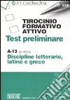 Tirocinio formativo attivo. Test preliminare. A-13 libro