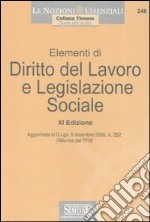 Elementi di diritto del lavoro e legislazione sociale libro