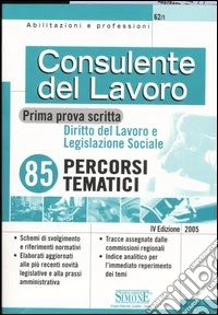 Consulente del lavoro. Prima prova scritta. Diritto del lavoro e legislazione sociale libro