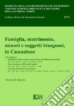 Famiglia, matrimonio, minori e soggetti bisognosi, in Cassazione libro