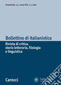 Bollettino di italianistica (2022). Vol. 1 libro