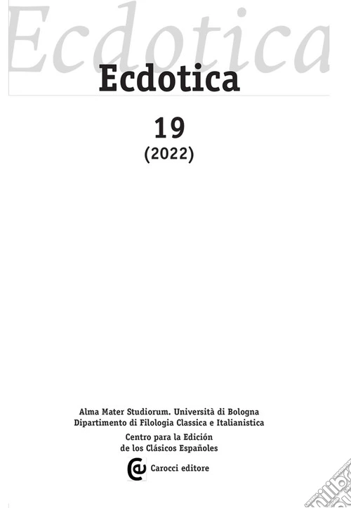 Ecdotica (2022). Vol. 19