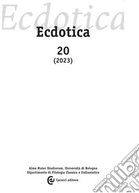 Ecdotica (2023). Vol. 20 libro