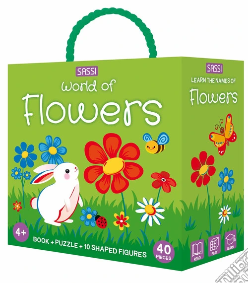 World of flowers. Q-box. Con 10 figure sagomate. Con puzzle