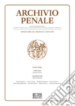 Archivio penale. Rivista quadrimestrale di diritto, procedura e legislazione penale, speciale, europea e comparata (2021). Vol. 1 libro