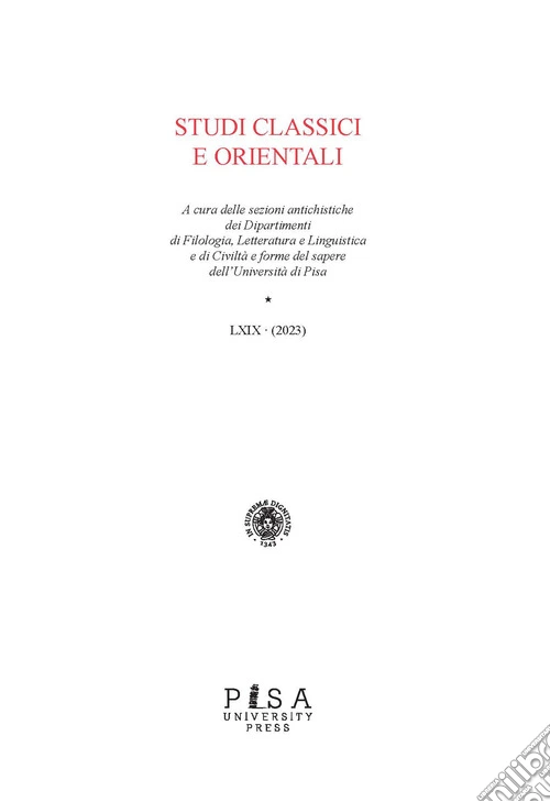 Studi classici e orientali (2023). Vol. 69