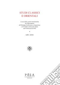 Studi classici orientali (2024). Vol. 70 libro