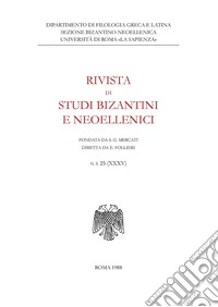 Rivista di studi bizantini e neoellenici (1988). Vol. 25 libro