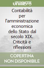 Contabilità per l'amministrazione economica dello Stato dal secolo XIX. Criticità e riflessioni libro