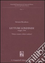 Letture londinesi (maggio 1924). «Diritto romano e diritto moderno» libro