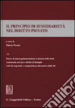 Il principio di sussidiarietà nel diritto privato. Vol. 1: Potere di autoregolamentazione e sistema delle fonti. Autonomia privata e diritto di famiglia. Attività negoziale e composizione alternativa delle fonti libro