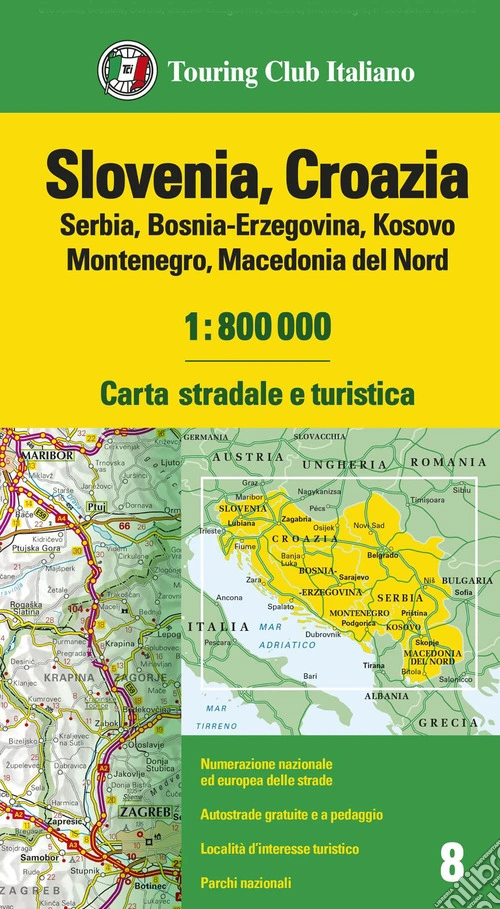 Slovenia, Croazia, Serbia, Bosnia 1:800 000