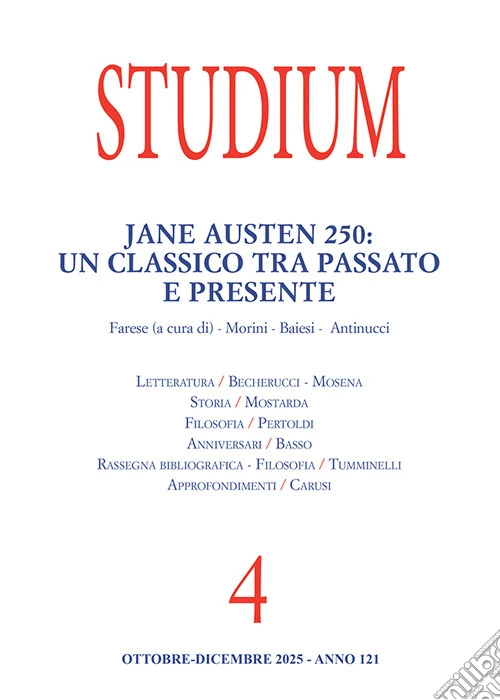 Studium (2025). Vol. 4: Jane Austen 250: un classico tra passato e presente