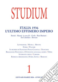 Studium iuris. Rivista per la formazione delle professioni giuridiche (2026). Vol. 1: Italia 1936. L'ultimo effimero impero libro