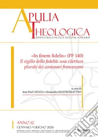Apulia theologica (2026). Vol. 1 libro