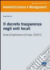 Il decreto trasparenza negli enti locali libro