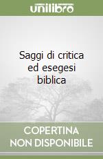 Saggi di critica ed esegesi biblica libro