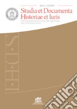 Studia et documenta historiae et iuris (2019). Vol. 85 libro