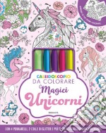 Caleidoscopio da colorare. Magici unicorni. Ediz. illustrata. Con 2 colle glitterate. Con 4 pennarelli libro