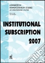 Advances in transportation studies. An international journal. Institutional subscription 2007 libro