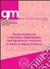 Recent advances in nonlinear optimization and equilibrium problems. A tribute to Marco D'Apuzzo libro
