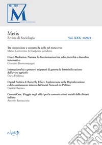Metis. Ricerche di sociologia, psicologia e antropologia della comunicazione (2023). Vol. 30 libro