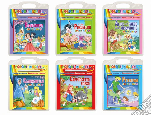 Colori magici: I tre porcellini-Peter Pan-Cappuccetto rosso-Biancaneve-Alice nel paese delle mervaglie-Cenerentola (6 titoli sfusi). Ediz. a colori. Con Pennarello a inchiostro magico