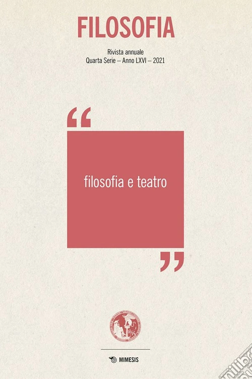 Filosofia. Filosofia e teatro (2021)