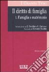 Il diritto di famiglia. Vol. 1: Famiglia e matrimonio libro di Bonilini Giovanni Cattaneo Giovanni