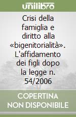 Crisi della famiglia e diritto alla «bigenitorialità». L'affidamento dei figli dopo la legge n. 54/2006 libro