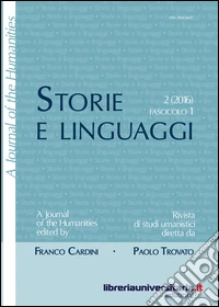 Storie e linguaggi. Rivista di studi umanistici (2016). Vol. 1 libro